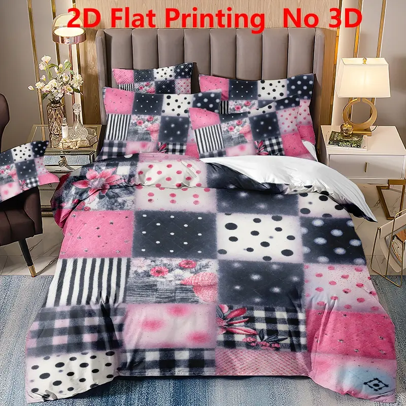 3pcs set 1 duvet cover 2 pillowcases without core ultra soft breathable floral plaid patchwork home textile bedroom decor dorm essential family gift bedding collection Duvet Covers Sets