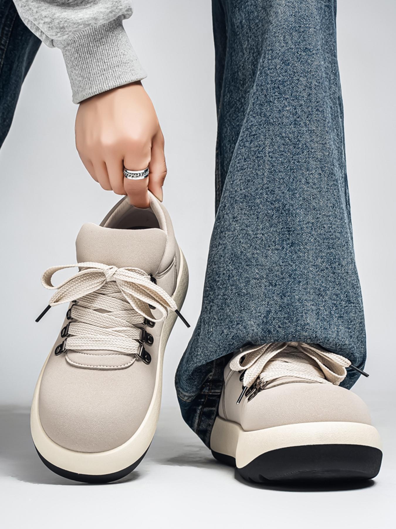 Men's Black-White Color-Block Ugly Cute Big Head Platform Shoes: Soft Anti-Slip + Height-Increasing Versatile, Daily Outfit Trendy Shoes