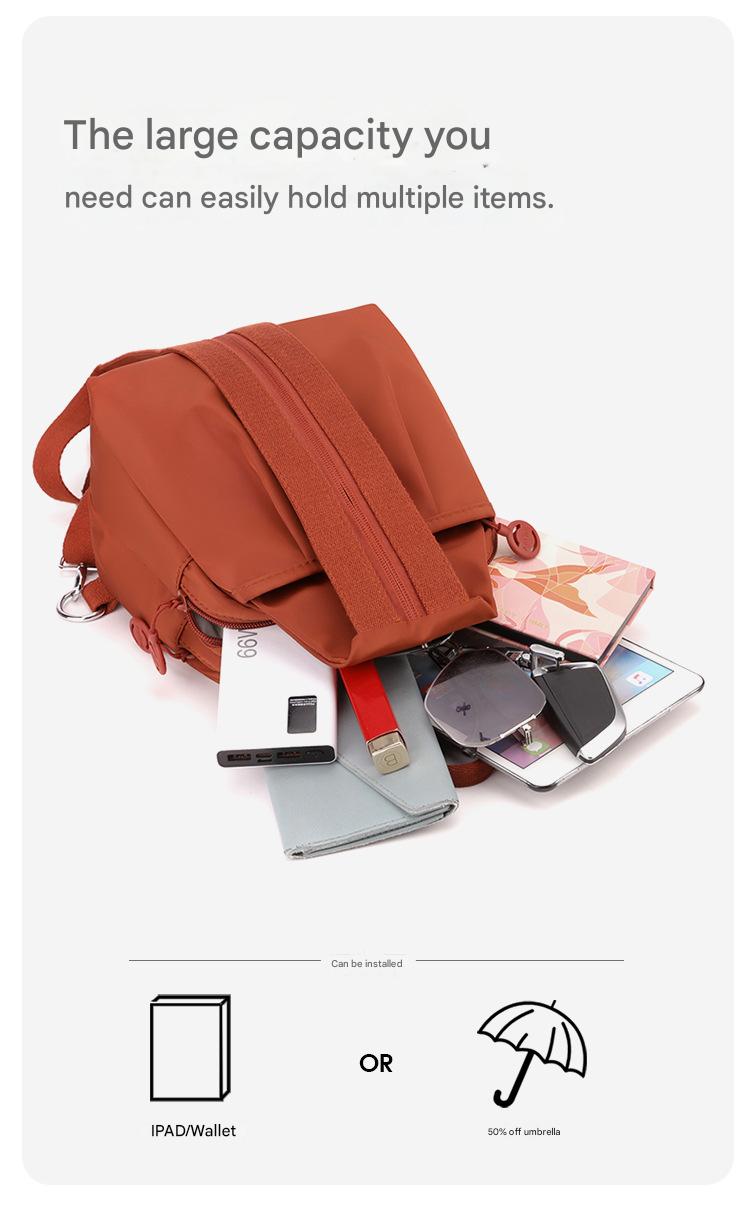 Velora Fashion Oxford Cloth Casual Backpack Messenger Bag Chest Bag with Side Pouch Adjustable Strap Zipper Pocket Inner Patch Pocket 30x21x14cm