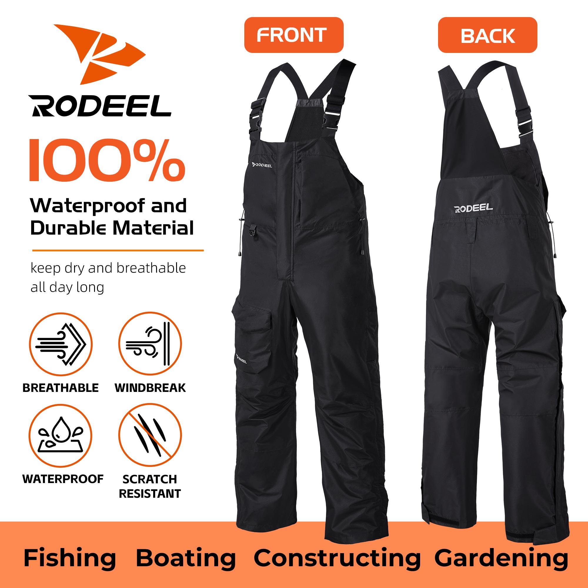 【RODEEL】724 Premium Waterproof Bib Overalls Men Tactical Rainwear with Adjustable Suspenders and Multiple Pockets Relaxed Rain Pants Workwear for Outdoor Sports Fishing Boating Car Washing Construction Landscaping Gardening Menswear, Holiday Gift