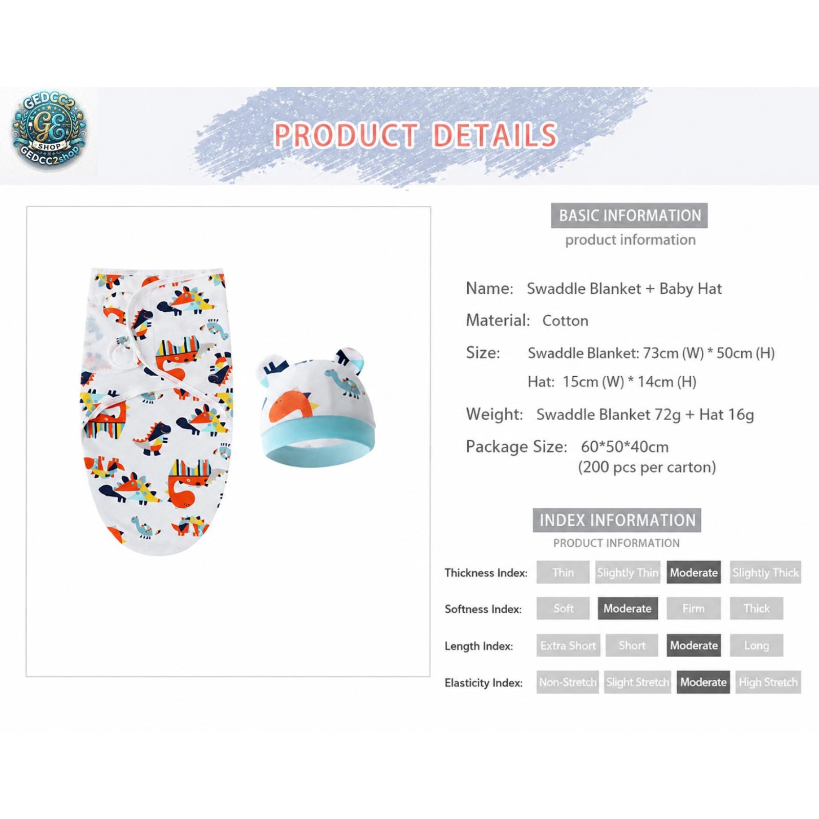 100% Cotton Baby Swaddle Blanket, Newborn Swaddle Wrap for 0-6 Months, Lightweight Infant Sleep Sack for Spring, Summer & Fall