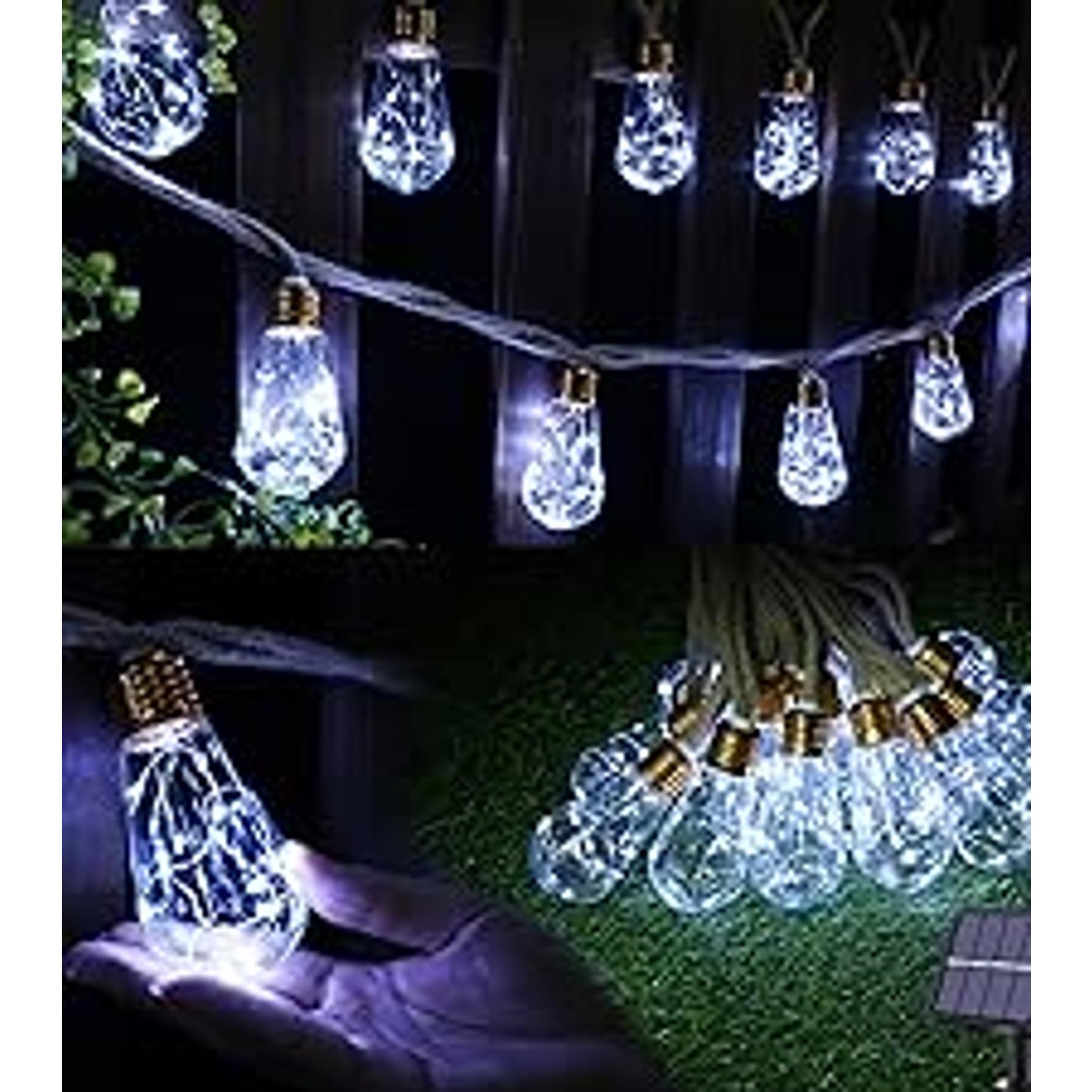 Solar Rope Lights, 66ft 200LED Solar String Lights, 8 Modes Waterproof Solar Outdoor Light, Flexible Clear Trampoline Light for Garden Backyard Patio Deck Porch Pool Tree Decor - Warm White