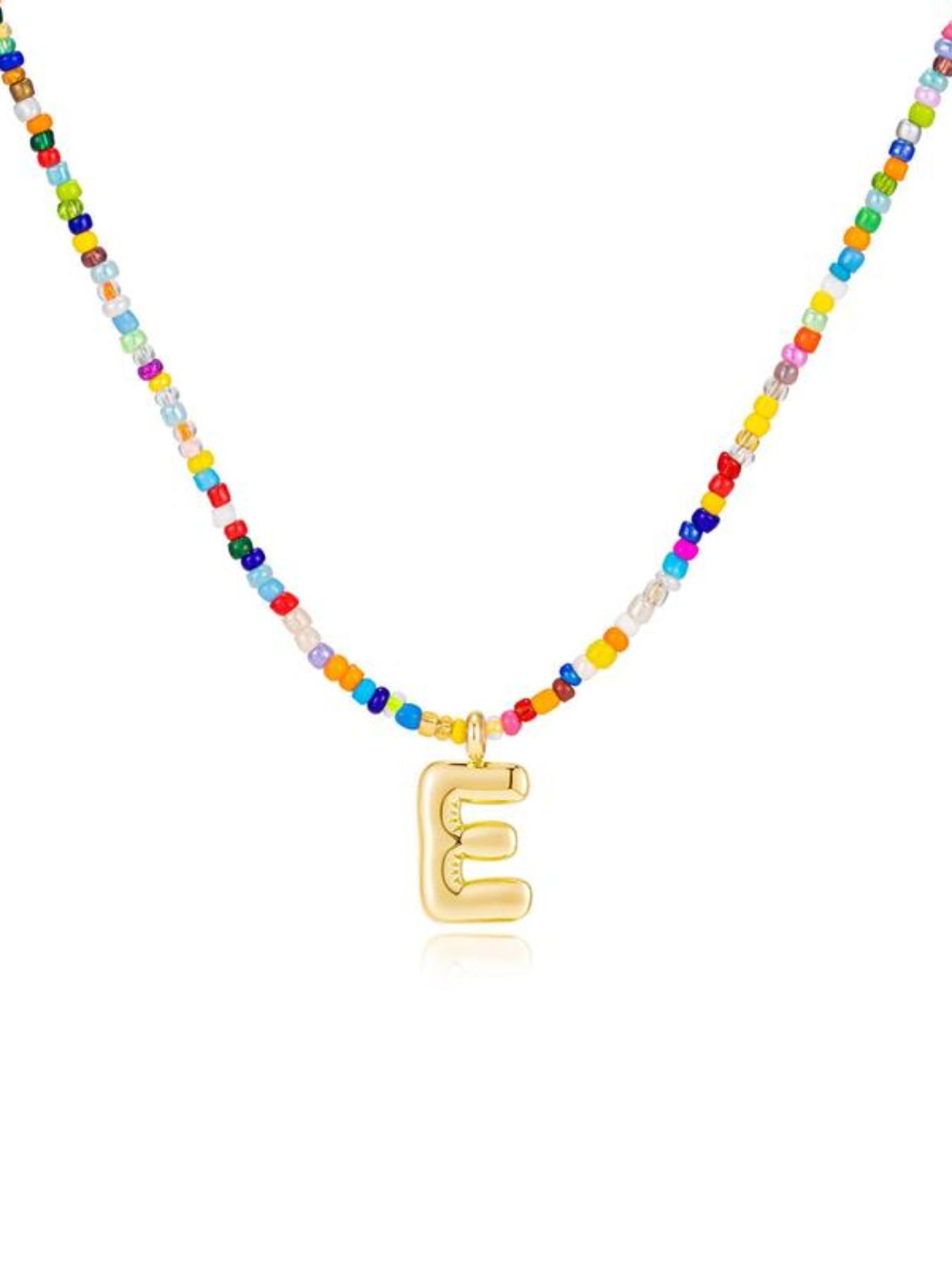 Initial Letter Pendant Beaded Necklace, Fashionable Colorful Beaded Necklace for Women & Girls, Trendy All-match & Exquisite Jewelry for Birthday Gift, Necklace for Daughter