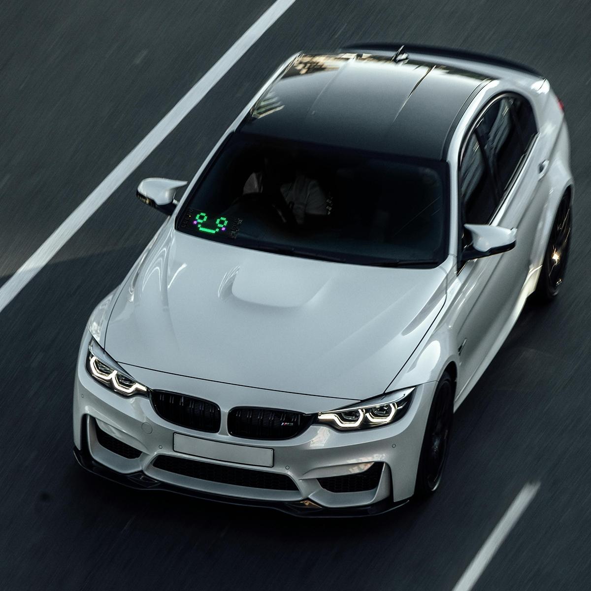 Dynamic Pixel Matrix Car Smart Display APP Remote Dual Control RGB Flex Film Screen DIY Animation Real Time Music Sync Voice Activated Gift For Men Tech Upgrade