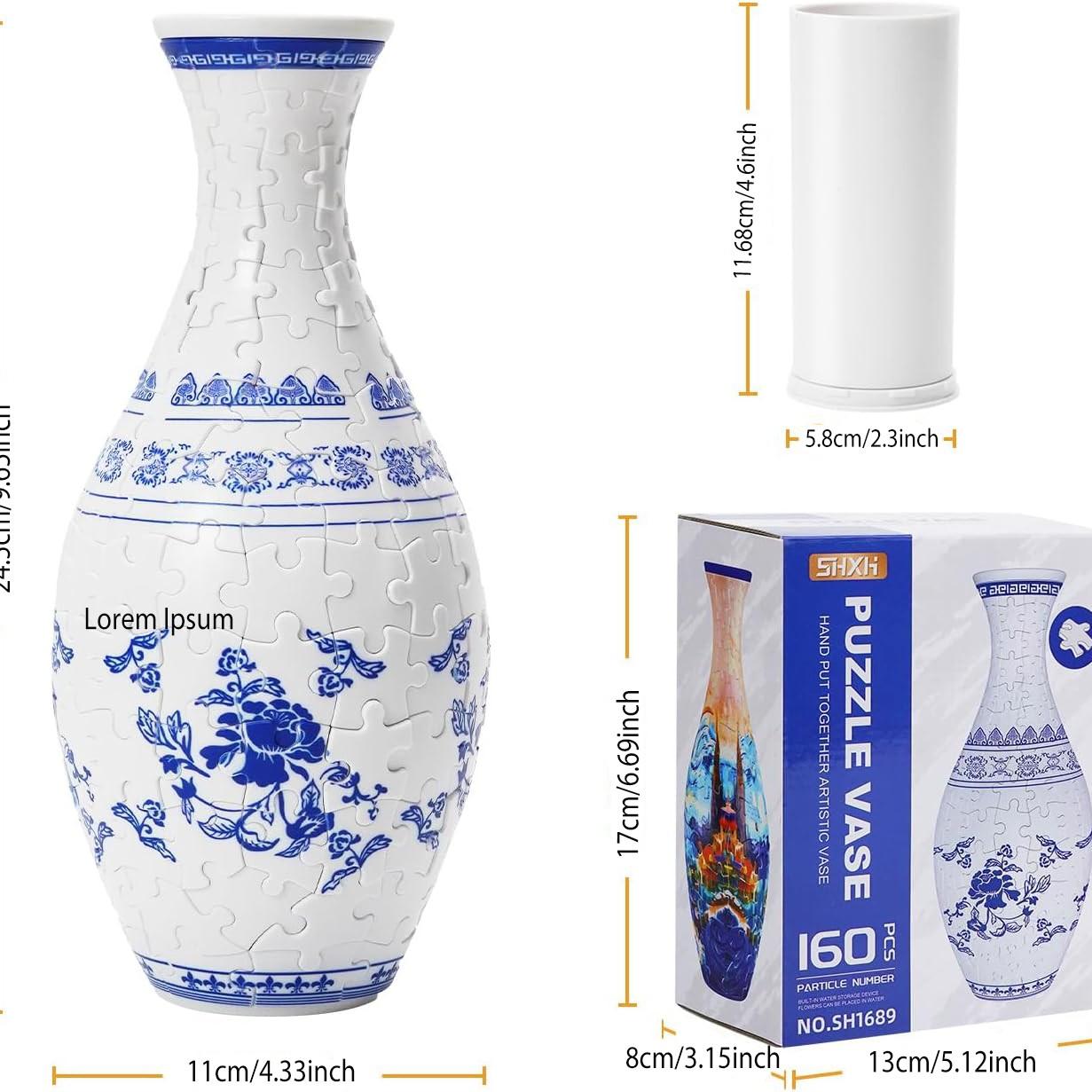 3D Puzzle Planter Vase for Adult 160 Pieces Plastic DIY Flower Vase for Home Decoration House Warming Gift for Flower Arrangements and Home Decoration