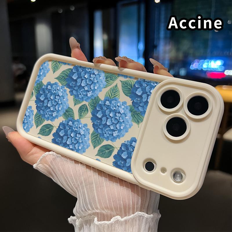 Blue Hydrangea Dream Pattern TPU Phone Case for iPhone 17 Pro Max 16 15 14 Plus 13 12 Mini 11 XR X XS Air E Shockproof Non Slip Military-Grade Protection Silicone Cover Smartphone Casing