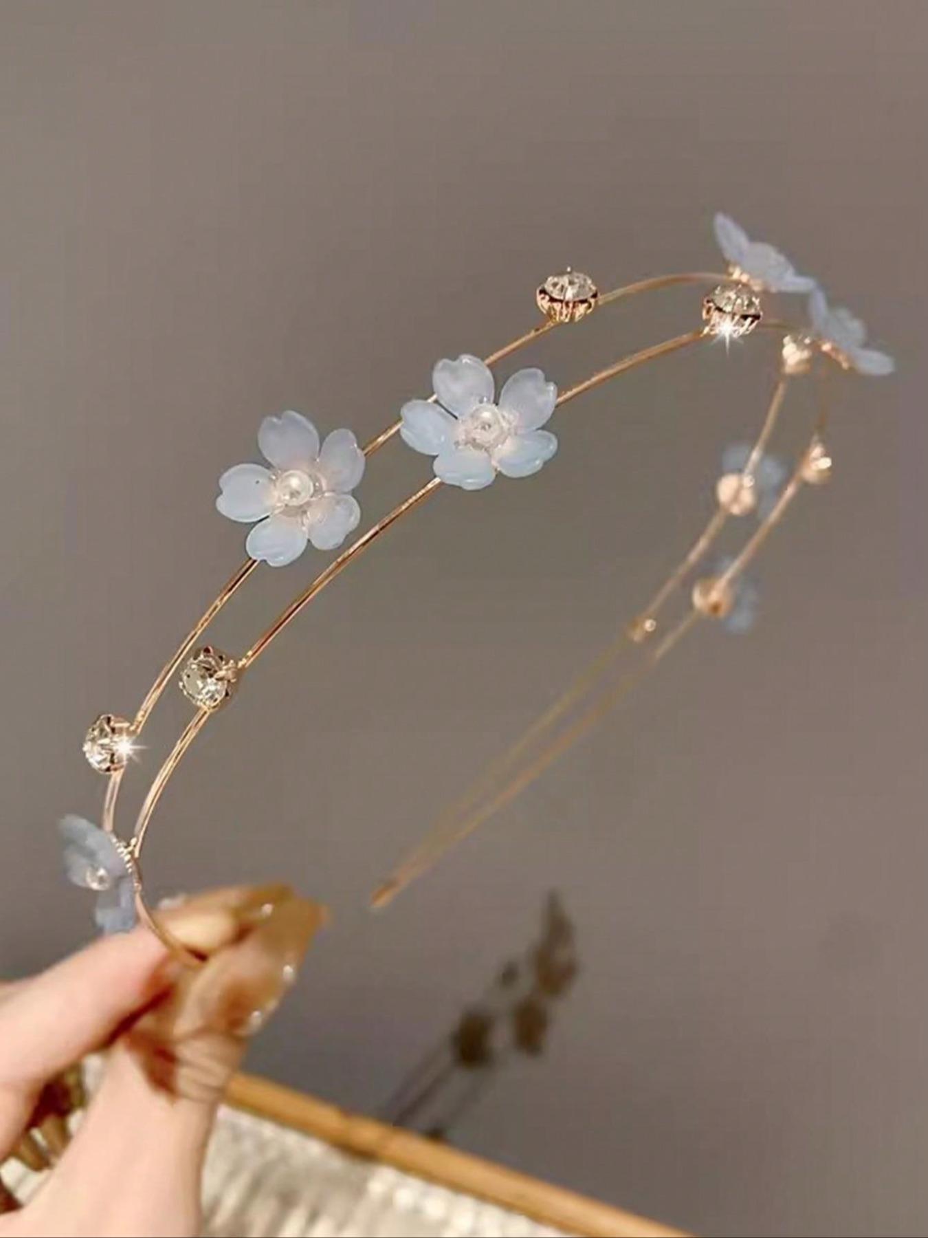 Flower Decor Headband, Elegant Hair Hoop for Wedding Bridal Party Formal Occasions, Fashion Hair Accessories for Women & Girls, Jasmine Princess Crown