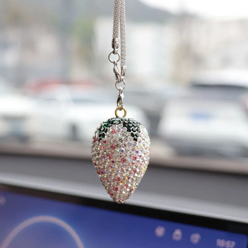 AB color white big strawberry car pendant