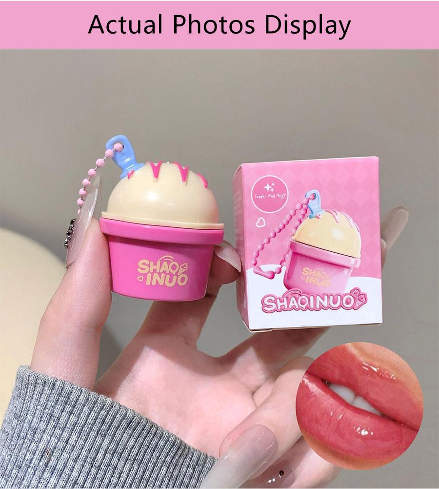 1pc Ice Cream Solid Lip Gloss, Lip Cosmetic, Hydrating and Long-Lasting, Natural Finish, Perfect for Holidays, Christmas, Halloween, Thanksgiving Gifts, Hydrating Lip Treatment
