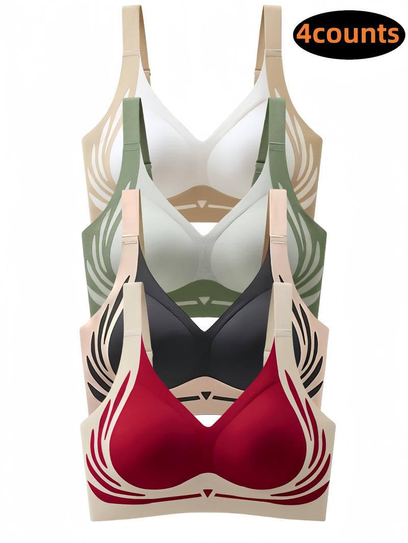 Women's Colorblock Patchwork Wireless Bra, Soft Comfortable Breathable Backless Bra, Women's Lingerie for All Seasons, Underwear for Women