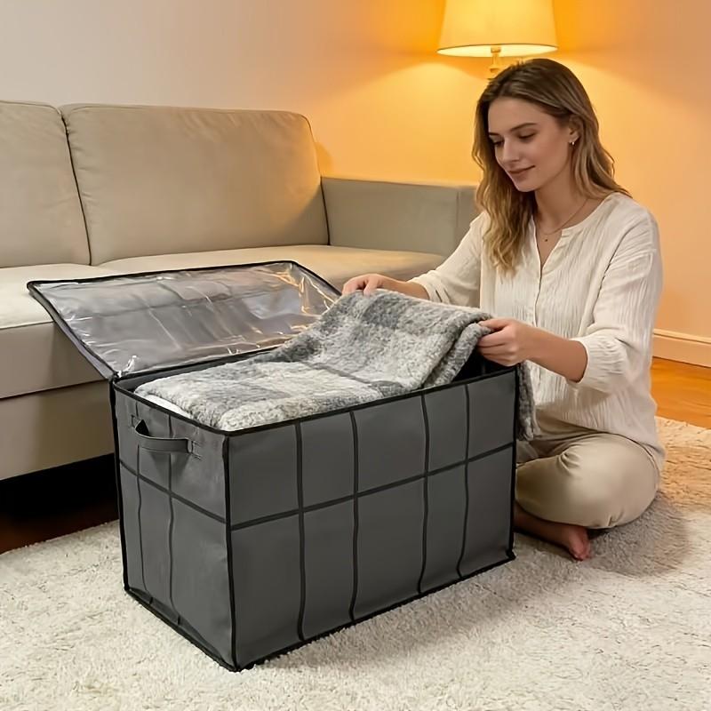 Large Capacity Zippered Storage Box, Mesh Organizer for Clothes, Bedding, Luggage, Travel, Space-Saving Design, Moving Bag, Closet Organizer