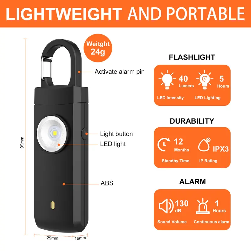 The Original Personal Safety Alarm for Women by Women-Portable Loud Siren, Alarm Horn, Strobe Light, Spotlight Siren Alarm and Key Chain in a Variety of Colors