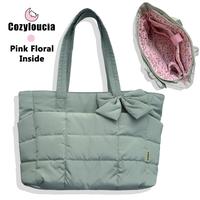 B-Light Green-Pink Floral -Bow