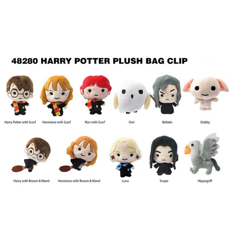 1PC Harry Potter Officially Licensed Harry Potter Plush Bag Clip Fabric Doll Keychain Random Blind Bag Blind Box Toys Hermione with Scarf Ron  Harry with Broom & Wand Owl Funny and Cute Birthday Gift