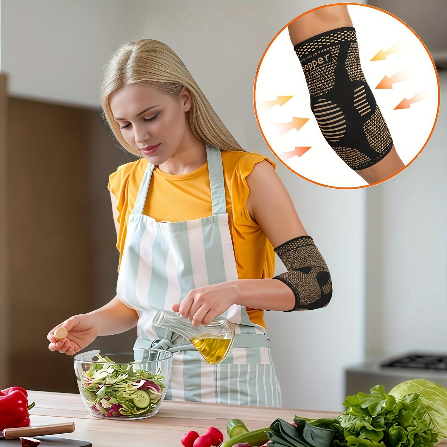 2pcs Copper Fiber Elbow Brace for Men & Women, Arm Elbow Support Compression Sleeves for Tennis, Golfer, Warmth, Weightlifting, Fitness, Workout