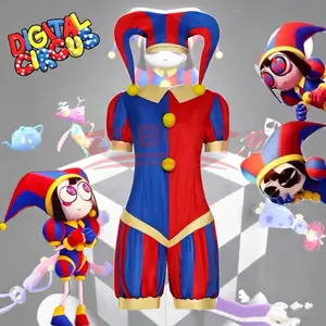 Anime Pomni Cosplay Costume The Amazing Digital Circus Cartoon Uniform Hat Gloves Halloween Party for Women Men Kids Costumes
