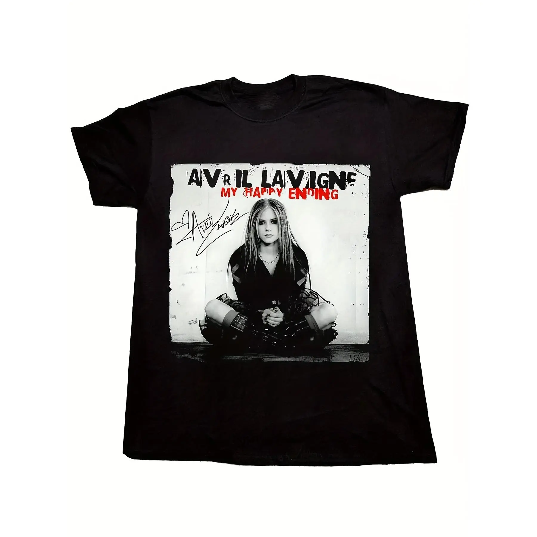 Avril Lavigne My Happy Ending Men's T-Shirt with Musical Element Print