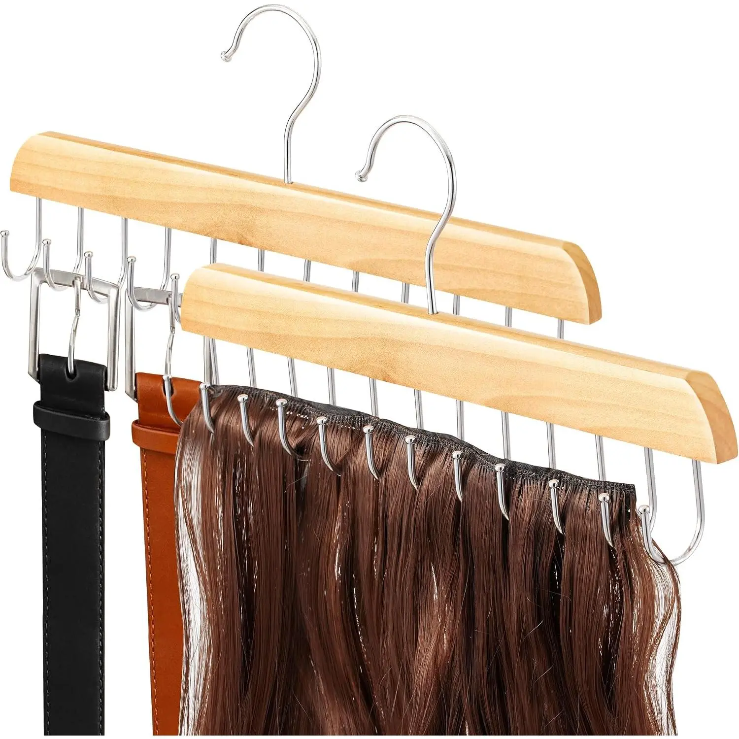 【2 Pack】  Hair Extension Holder Hairpieces Storage Holder Hanger | Foldable Hair Extension Hanger Braiding Hair Rack Rotating Hooks Hanger for Hair Storing, Washing, Drying, Coloring, Styling