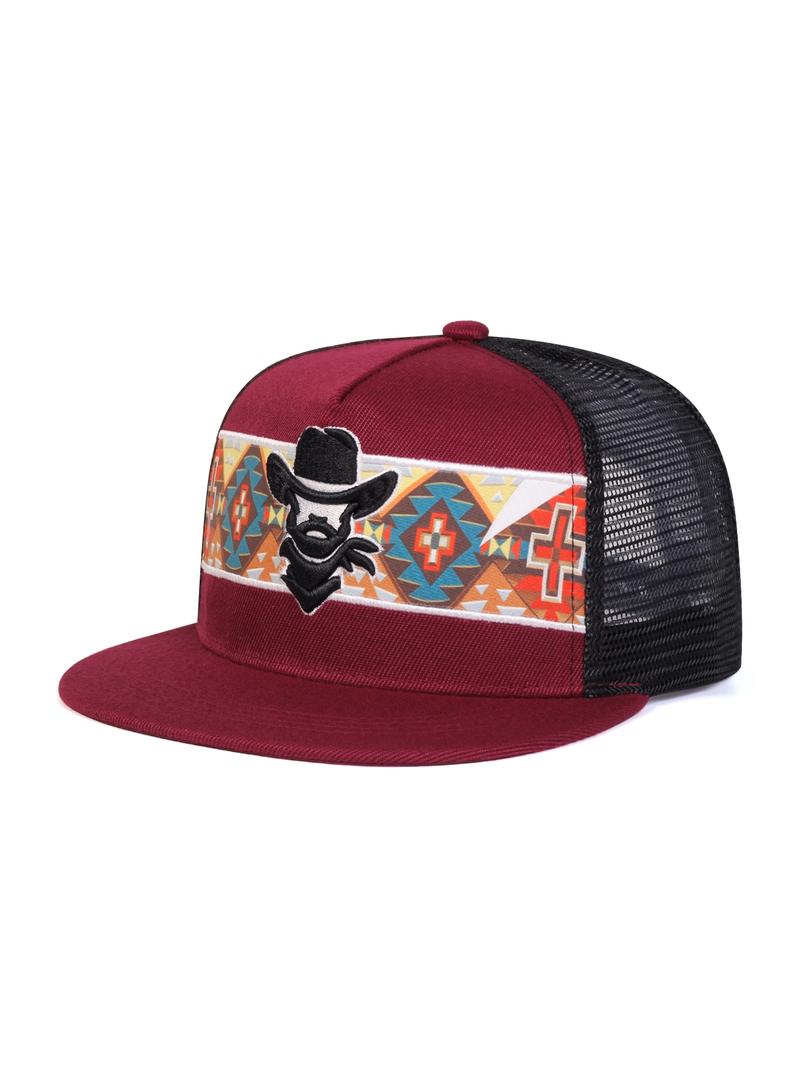 Western Style Tribal Pattern Trucker Hat, Casual Outdoor Sports Hat for Men & Women, Fashion Accessories for Daily Wear