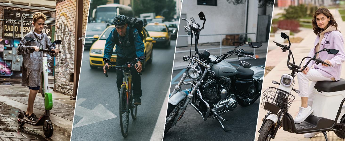 ROCKBROS HD Blast-Resistant Bike Mirror for Handlebars 360° Adjustable Rear View Mirror Fits 21-26mm Handlebars Easy Install Left & Right Side