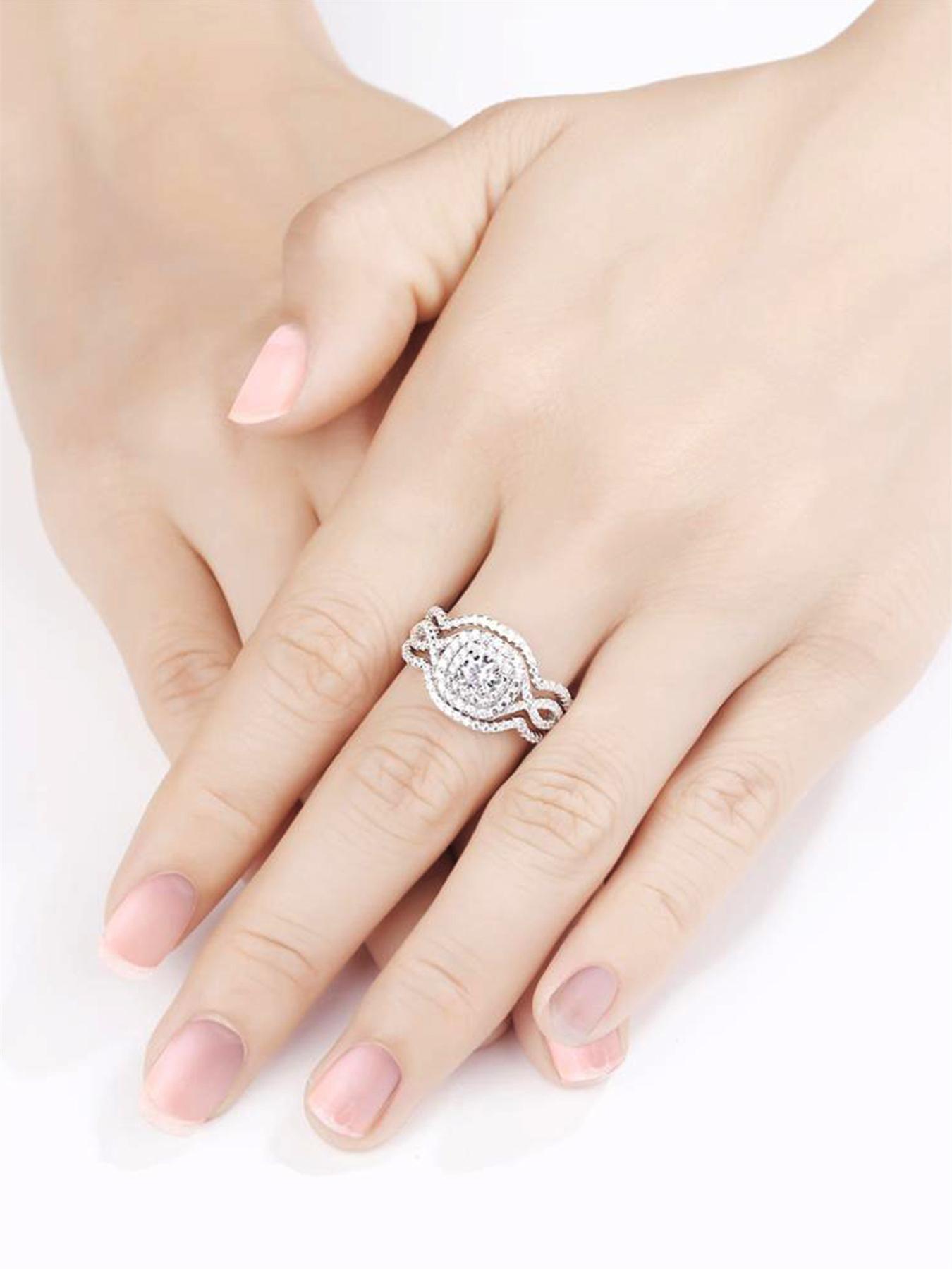 Women's Elegant Rhinestone Decorated Ring (3pcs/set), Exquisite Trendy Rings, Fashionable Hand Jewelry for Women As Gift, Elegant Casual Ring