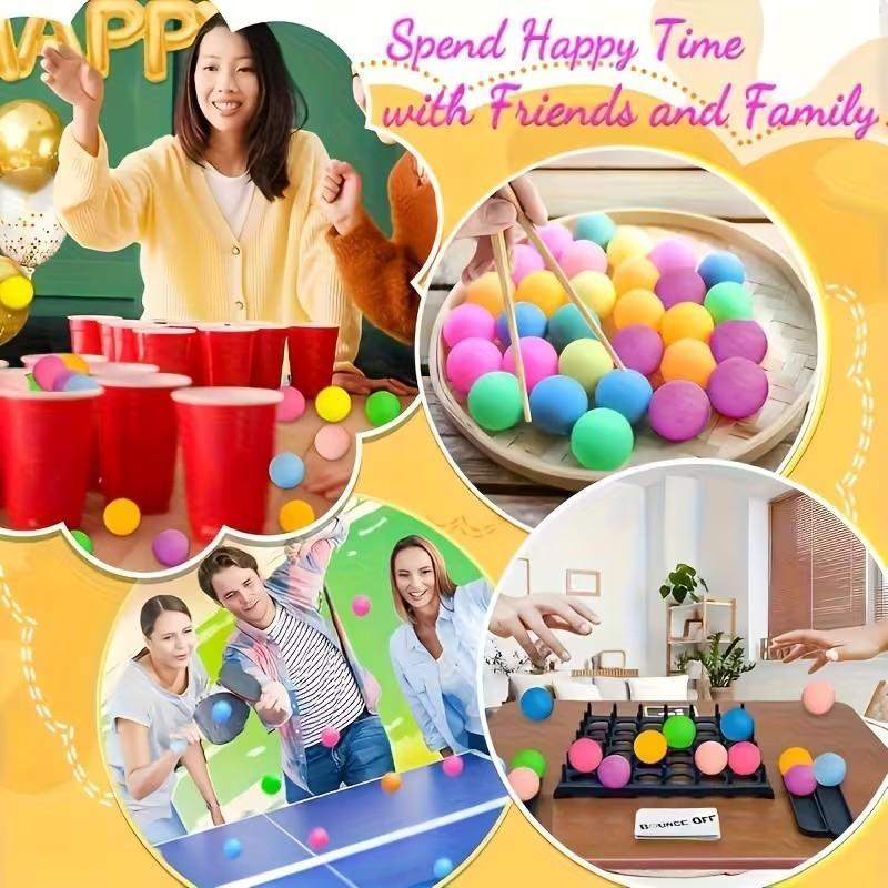 50 Colorful Matte Ping Pong Balls, Durable Elastic Plastic Balls for Christmas, Halloween Parties, Office Games, Fun Exercise