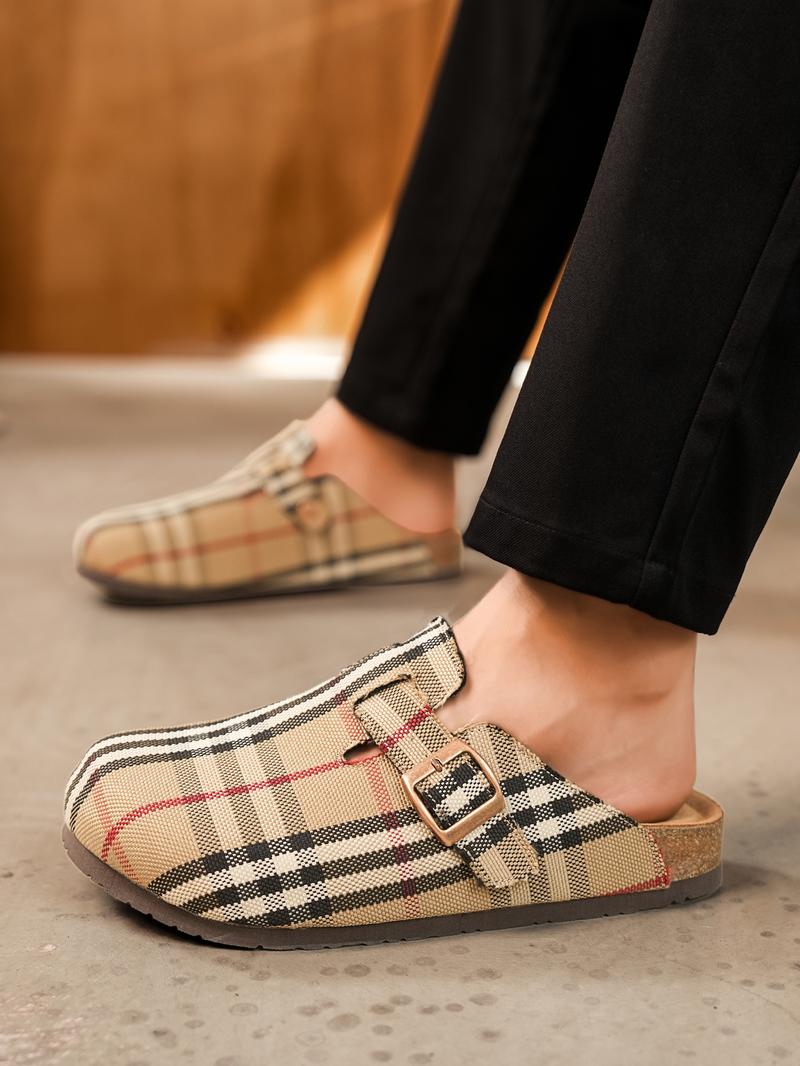 Unisex Soft Wood Insole Slippers, Round Toe Design, Adjustable Buckle, Comfortable for Men and Women, Classic All-Season Outdoor Beach Shoes, Casual Shoes Clogs