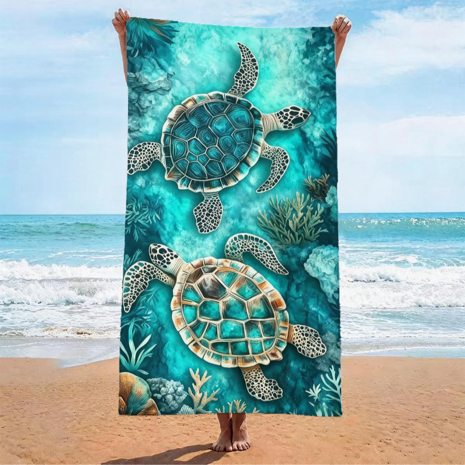Turtle Pattern Beach Towel, Suitable For Children And Adults For Outdoor, Beach And Travel, Trendy Home And Beach Essentials