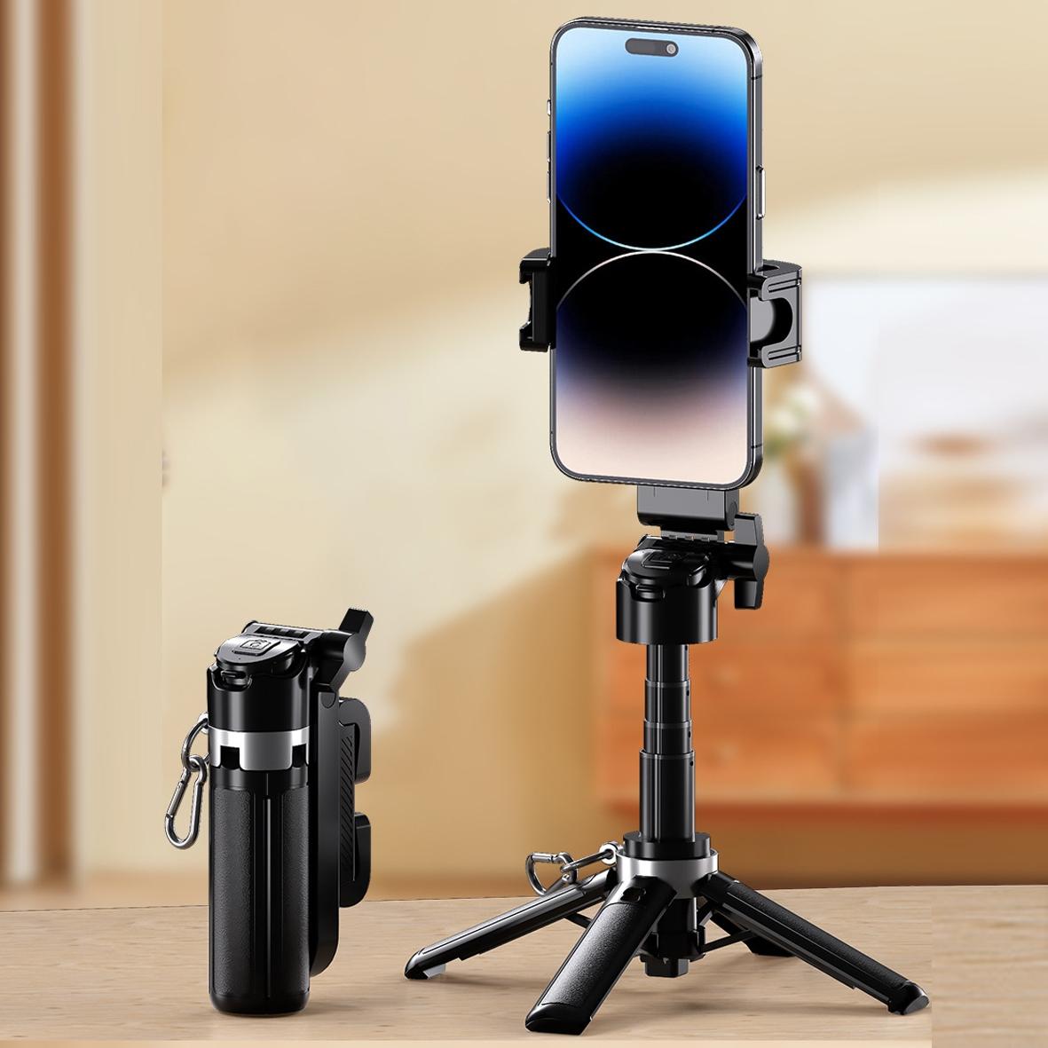 Multifunctional Mini Wireless Selfie Stick Tripod with 2 Lighters & Wide Angle Lens, Selfie Stand, Portable Phone Accessory for Travel Photography, Travel Gadgets