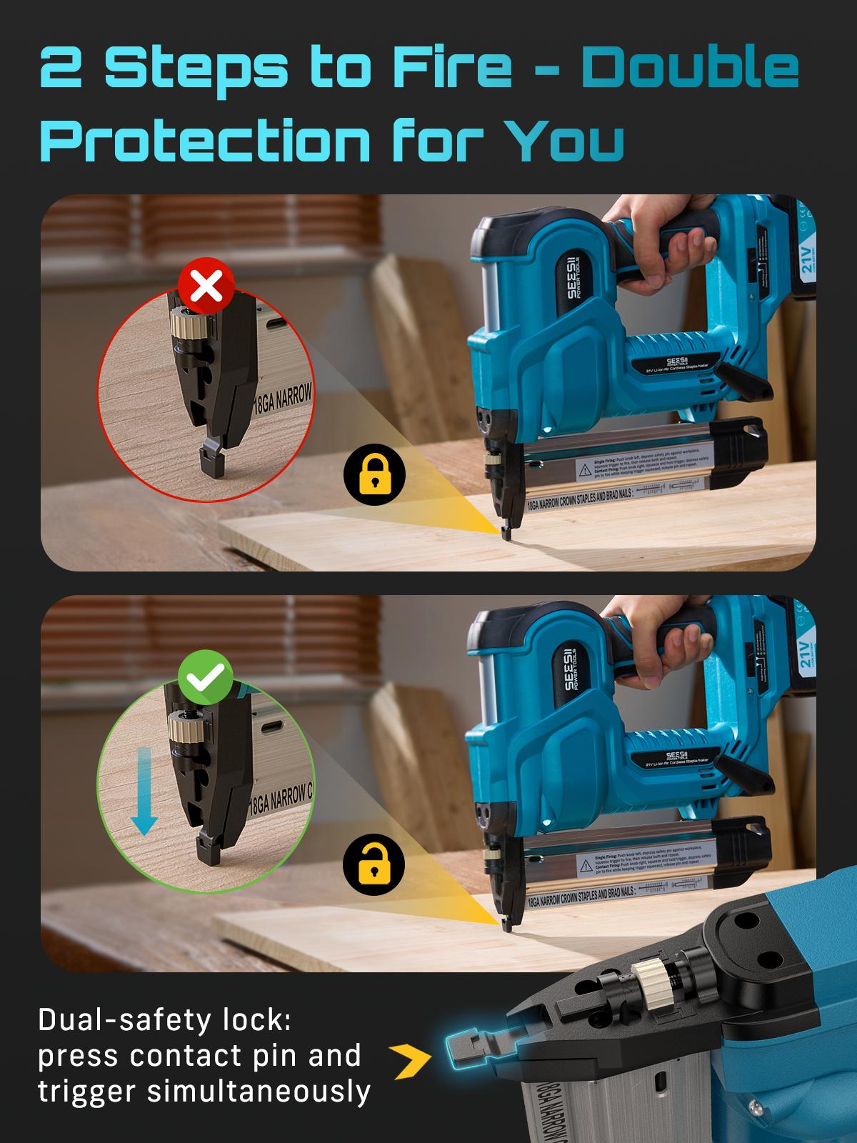 SEESII Cordless 2-in-1 Brad Nailer/Staple Gun (18GA) – 21V Electric Pneumatic Nail Gun w/ 2x4.0Ah Battery & Charger, 1000Pcs Nails, Adjustable Depth | Single/Contact Firing for Upholstery, Woodworking, DIY, dealsforyoudays,HKF50