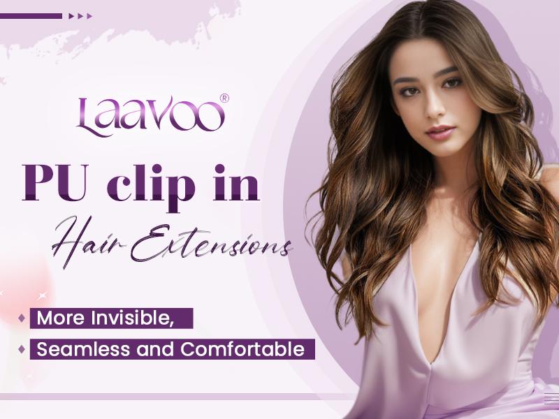 LaaVoo Seamless Clip in Hair Extensions Real Human Hair Invisible PU Weft 7 Counts Outdoorfun TikTokShopBlackFriday
