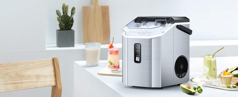 COWSAR Nugget Ice Maker Countertop, Chewable Nugget Ice Cubes Machine, Quick Ice Making 34Lbs/Day, Self-Cleaning, Portable Stainless Steel Ice Machine for Home Kitchen Office Party