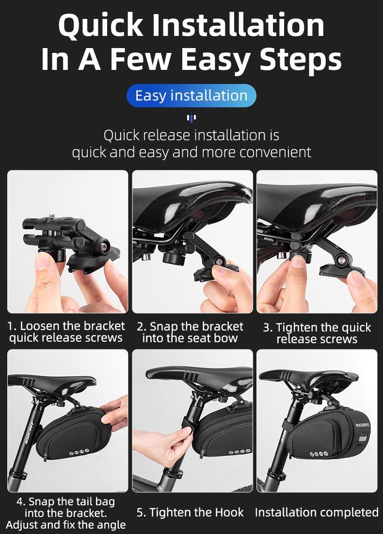 ROCKBROS Bike Saddle Bag Bike Bag Under Seat Bag Bicycle Seat Pack Pouch for Cycling Adjustable Mounting