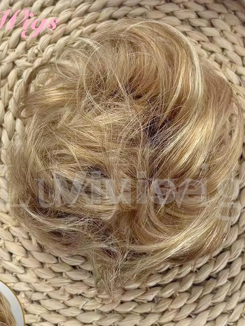 Real Human Hair Claw Chignon Messy Bun Claw Clip Hair Piece Wavy Curly Hair Bun Ponytail Extensions for Women Blonde Hair Ponytail Brown Ponytail Hair Daily Hair Buns Add Volume For Women