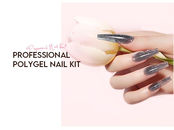 Morovan Poly Gel Nail Kit Starter Kit: 6 Colors Poly Nail Gel Kit with U V Lamp Best Valentine Gift For Her Complete Nail Extension Poly Gel Kit for Beginners