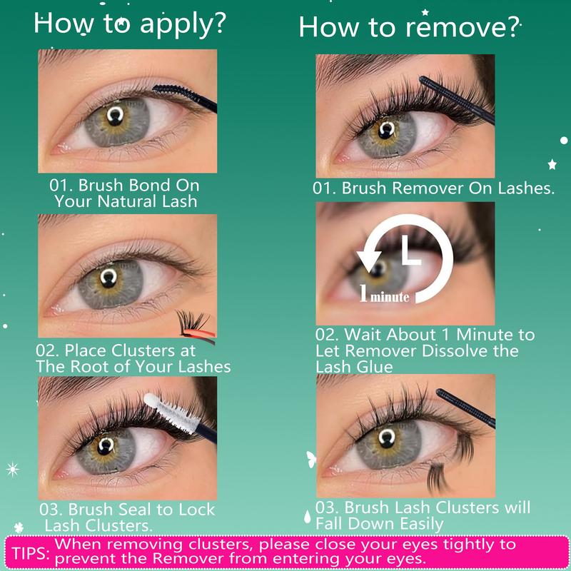 Lash Clusters Kit, 1856-Piece 10–18 mm D Curl 40D/60D/80D/100D Natural Volume Individual Eyelashes Book Set with Bond & Seal, Remover and Tweezers, Perfect for DIY at Home for Women and Beginners Lash Clusters Kit, 1856-Piece 10–18 mm D Curl 40D/60D/80D/100D Natural Volume Individual Eyelashes Book Set with Bond & Seal, Remover and Tweezers, Perfect for DIY at Home for Women and Beginners