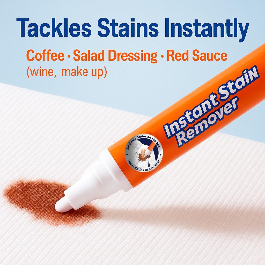 Portable Stain Remover Pen, Quick Clean, No Rinse Needed, Ideal for Travel, Efficient Oil Stain Removal, 1 Pack