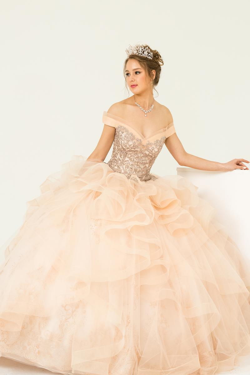 NO.27 Sequined Patterned Glitter Net Quinceañera Dress with Tulle Flounces Design On Skirt L.blue Blush Champagne Ball Gown Dress