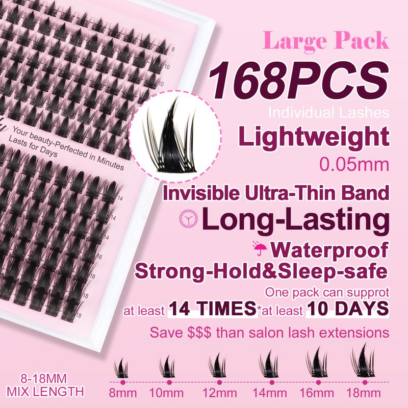 Volume Fairy | Kisslily Manga Spikey C Curl Wet Look DIY Lashes Extension Kit and waterproof long lasting lash clusters  8-18 mm| Bond Seal and Remover Eyelash Makeup Eyelashes Cosmetic | Anime Style Eyelashes #TikTokShopBacktoSchool