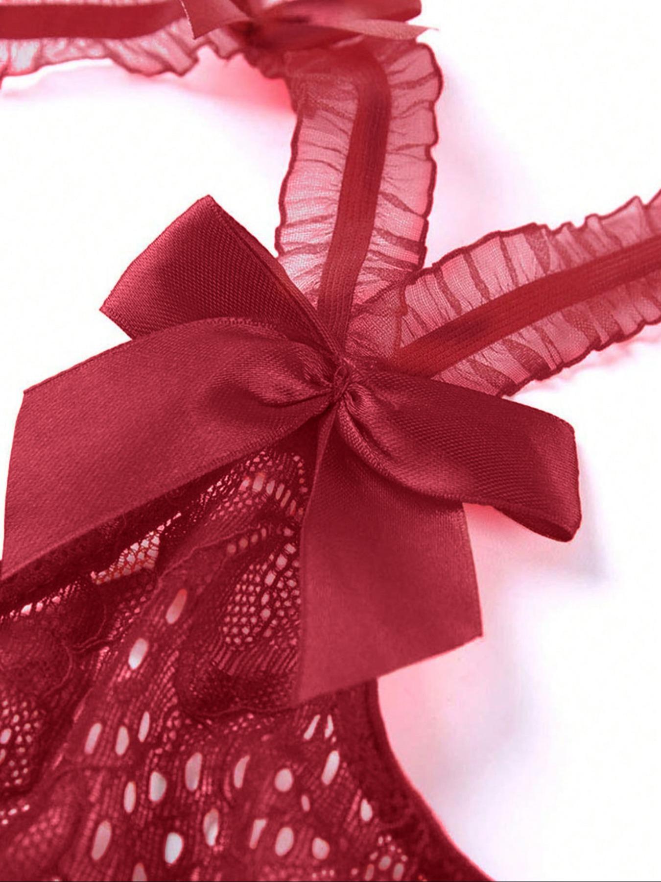 Women's Sexy Deep V Neck Halter Lace Teddy Bodysuit, Soft High Stretch Floral Patchwork, Comfortable Breathable Fabric, All Seasons Wear