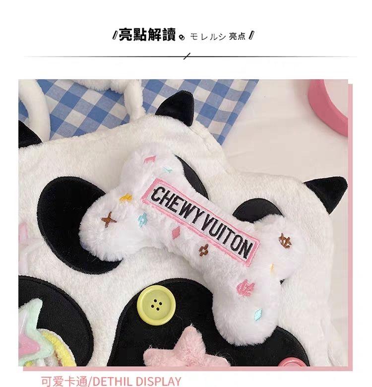 Autumn and winter sweet and cute cartoon Y2K plush cat paw bone backpack for girls, large capacity daily commuter bag, birthday gift