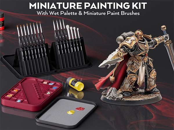 Nicpro Professional Miniature Painting Kit, Stay Wet Palette & 16PACK Detail Paint Brushes Drybrush with Nylon Bag, 100PACK Pallet Paper, 4 PACK Sponge, Mixing Paint Saver Palette for Miniature Model