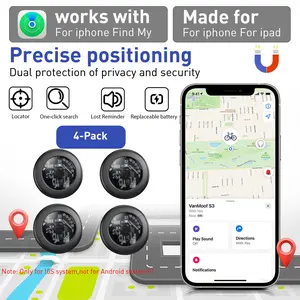 1/2/4-Pack Tag Air for IOS, Vehicle locator, global positioning for Apple Find My APP (IOS only), item tracker. The battery can be replaced. Equipped with a magnetic protective cover, suitable for cars, backpacks, and suitcases. The best holiday gift