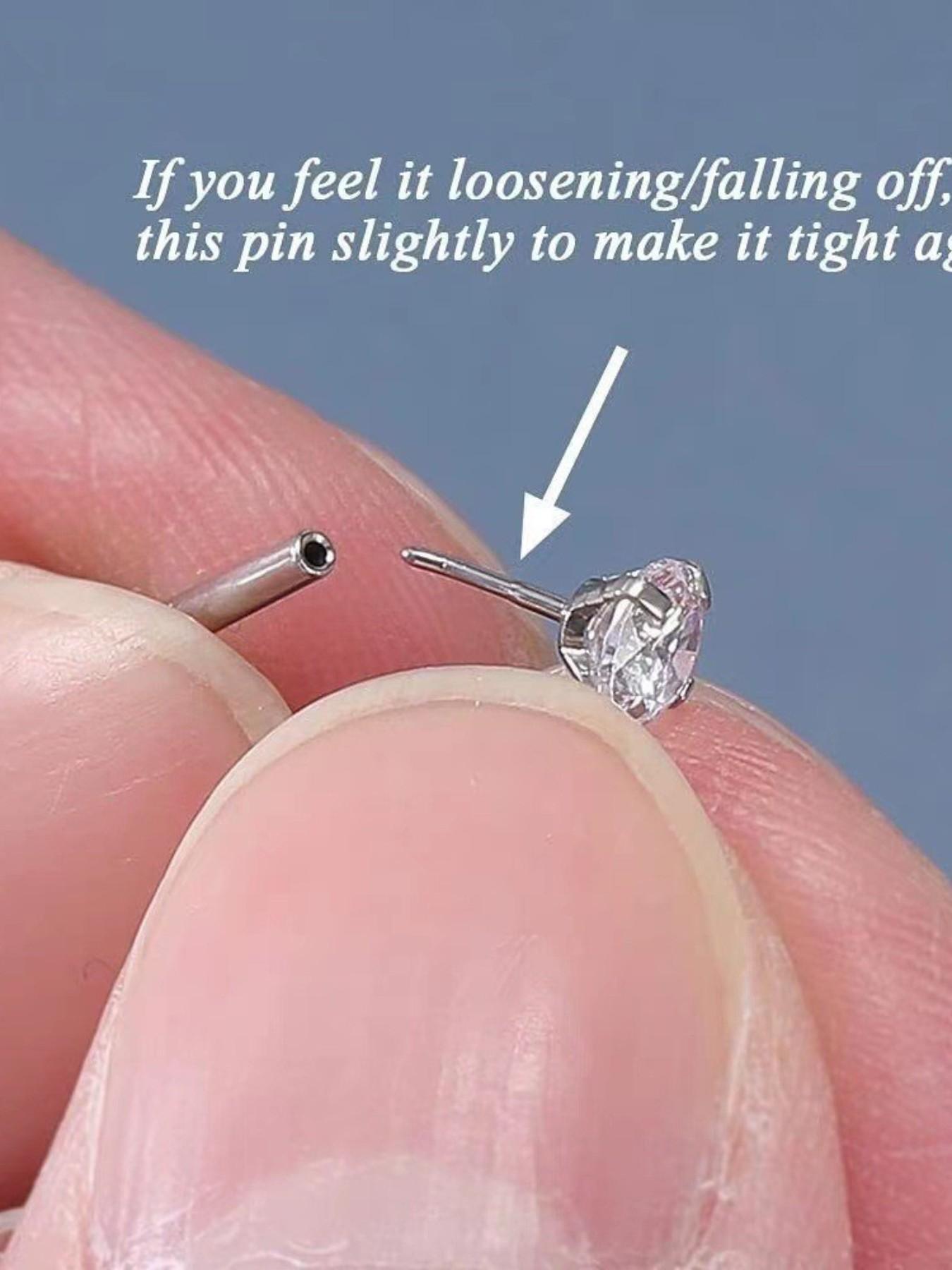 G23 F136 Titanium  Push Pin Earrings Flat Back, Implant Grade Nose Stud, Threadless 16g Hypoallergenic, Silver Color, for Women, All Seasons