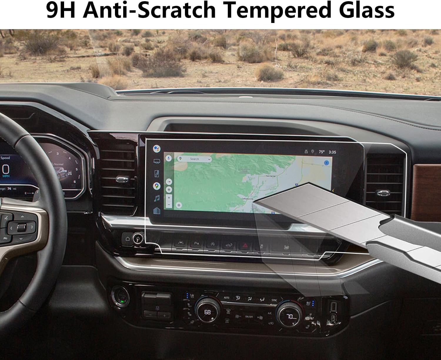 Screen Protector for Car 2025~2022 Silverado& Sierra 1500,2024 Chevy Chevrolet Silverado&GMC Sierra 2500/3500HD 13.4” GPS Screen Accessories HD 6H PET