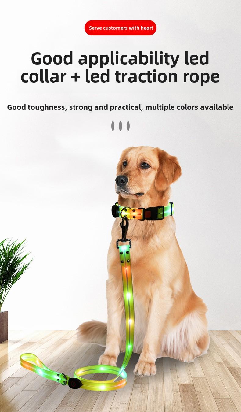 【Pet Essential】USB rechargeable luminous leather belt LED flashing collar with adjustable brightness, extremely cool. christmas  collar ball toy Adjustable LED harness