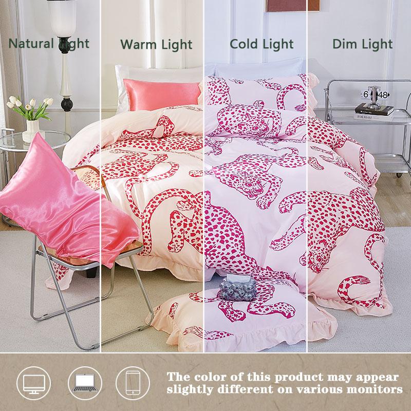 Leopard Ruffle Print Bedding Set, Includes 1 Duvet Cover and 2 Pillowcases, Soft Polyester Fabric, Perfect Home Bedroom Decor, Modern Bedding Set