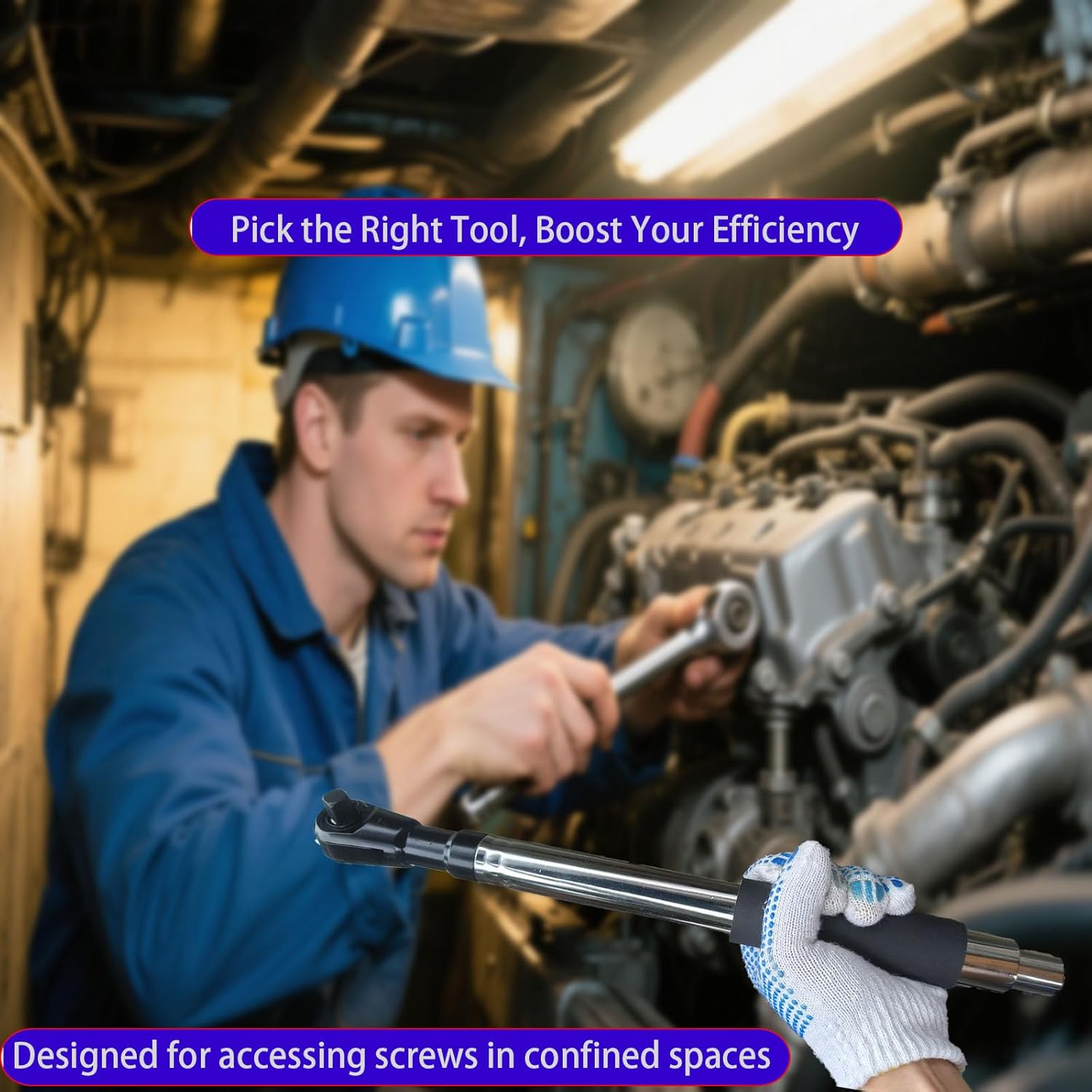 Offset Wrench Extender - 1/2" Drive  Wrench Adapter, Heavy-Duty Ratchet Extension for Tight Spaces, Fits Standard Sockets