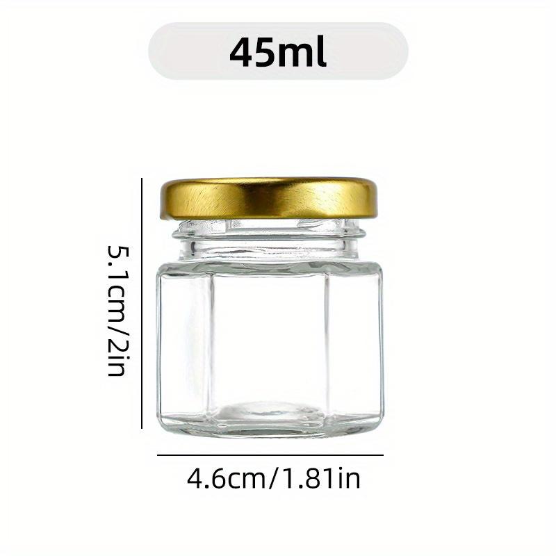 50 Pack Mini Hexagon Glass Honey Jars with Wooden Dippers - Gold Lid, Bee Pendants, Rope & Ribbon Accents - 1.5 oz Adorable Wedding Favors, Party Favors, Dishwasher Safe
