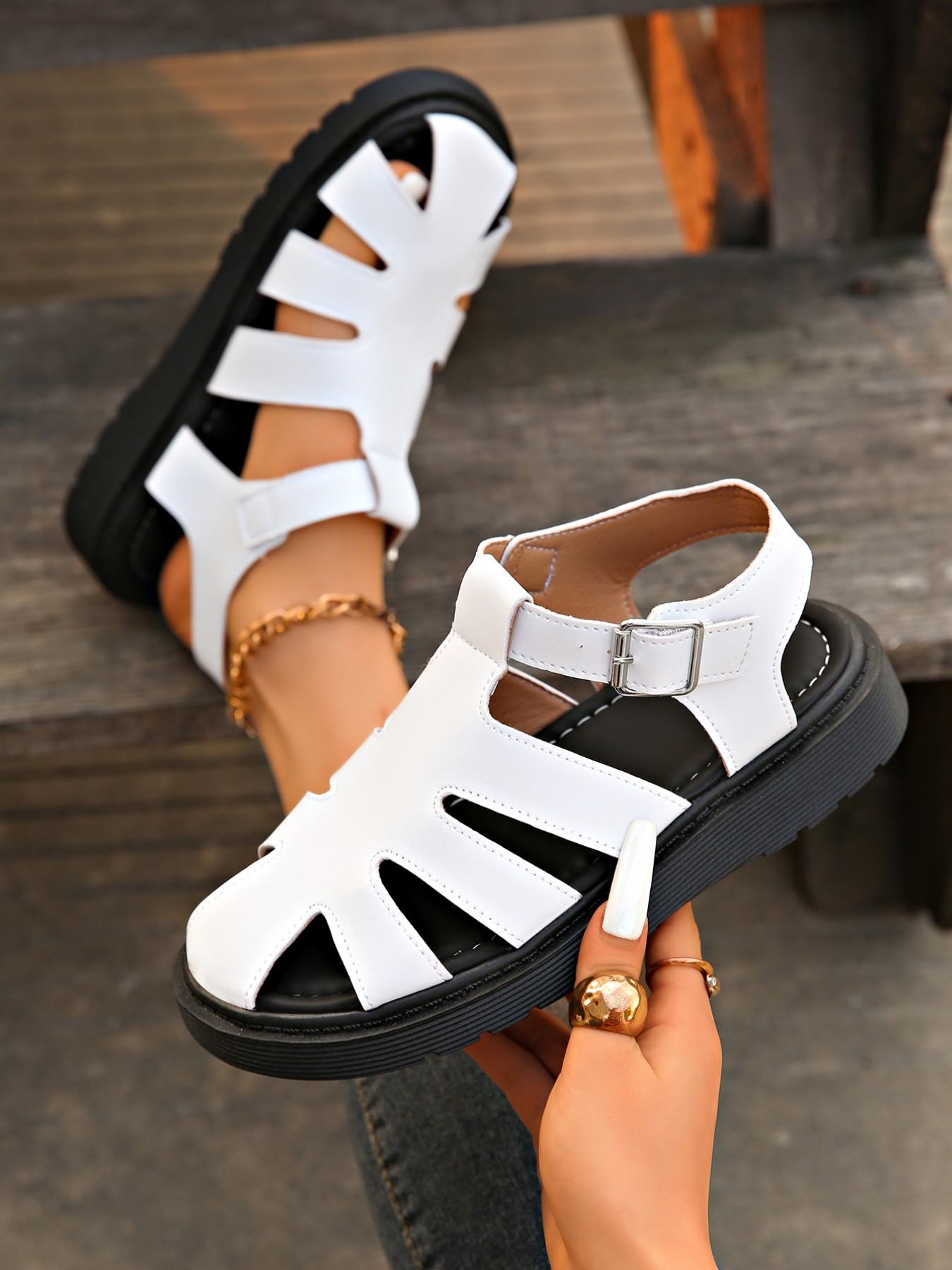Thick Sole Sandals, Summer New Fashion, Versatile Toe Cover Roman Shoes, Height-Boosting Casual Beach Shoes, Trendy and Comfortable
